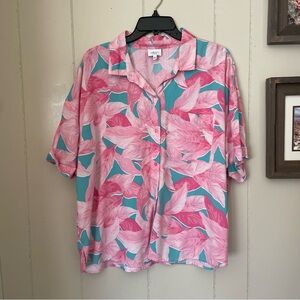 Pink & Teal Floral Shirt - Cabana by Crown & Ivy